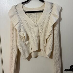 Lush Cream Ruffled Cardigan